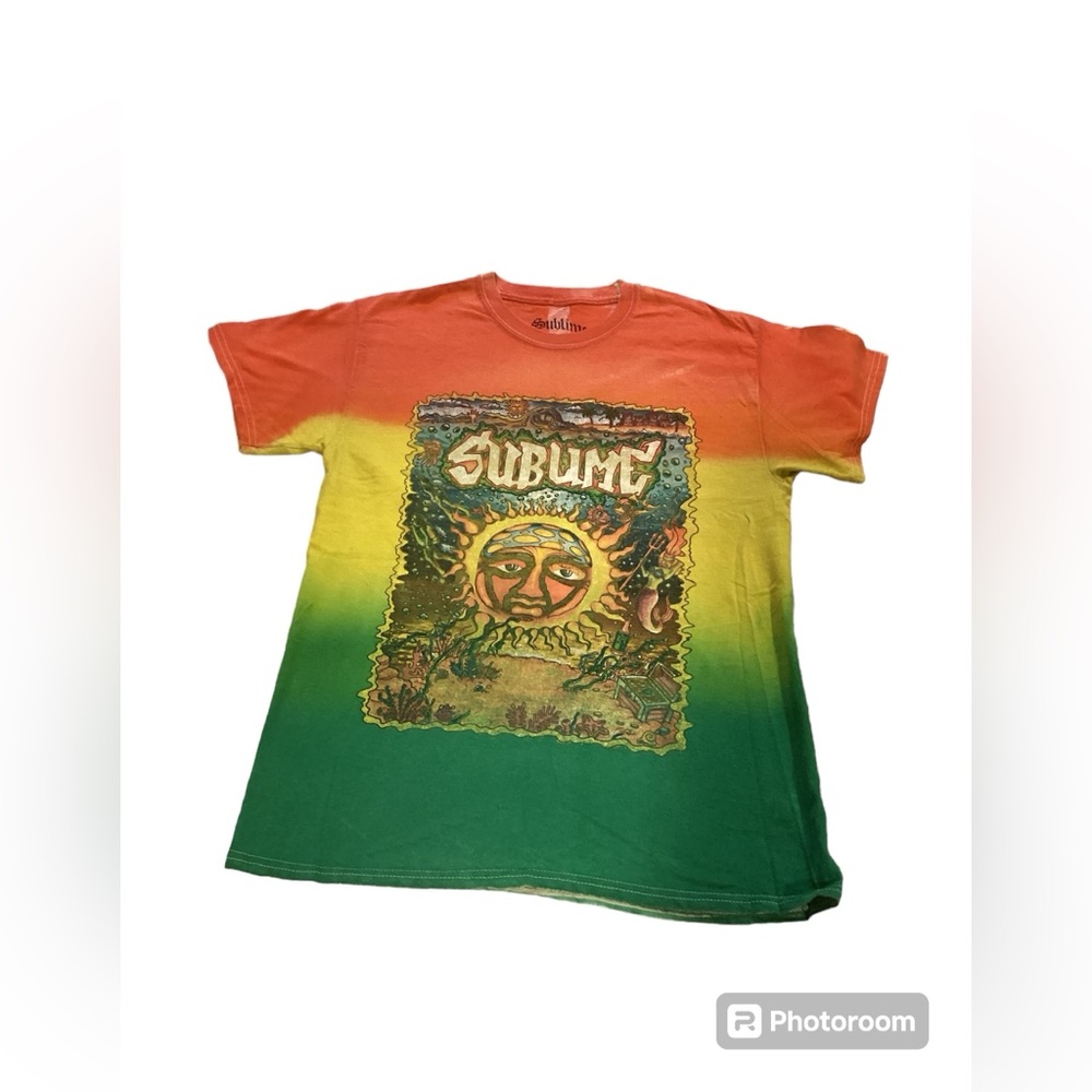 Sublime Mens Rasta Tie Dye Graphic‎ Band Tshirt Sun Mermaid Hippy Small